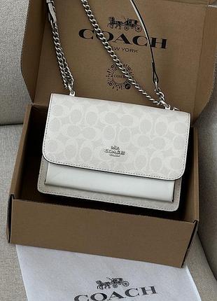 Сумка coach mini klare crossbody in signature canvas white
