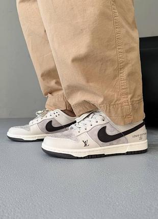 Женские кроссовки nike dunk low x louis vuitton grey black