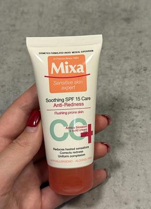 Cc-крем для чутливої шкіри mixa проти почервоніння, spf 15, 50 мл mixa anti-redness  cc-крема sensitive skin expert soothing spf 15 care