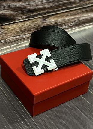 Ремінь, ремень off-white™ classic arrow buckle black / white