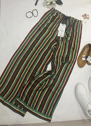🌟 легкі віскозні брюки-палаццо zara у смужку — нові з бірками! 🌟