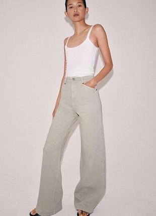Джинси zw collection wide leg із високою посадкою  zara