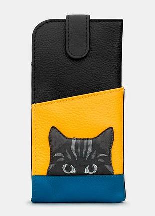 Шкіряний чохол для окулярів yoshi y4309 (cat colour block)
