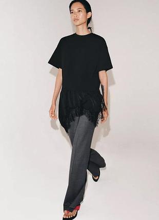 Жіноча футболка zara з мереживом
