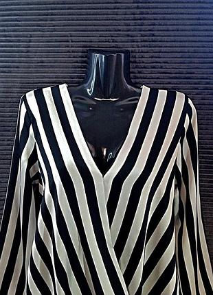 Шикарна шовкова блуза river island у смужку на запах розмір s – m