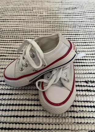 Кеди для дітей converse білі з червоною смужкою