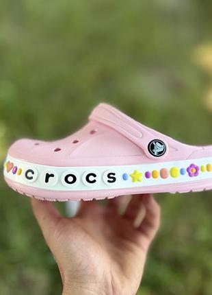 Дитячі crocs bayaband charm band clog  рожеві крокси