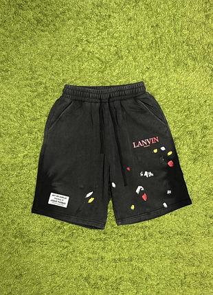 Шорти lanvin paris paint splatter sweat shorts black