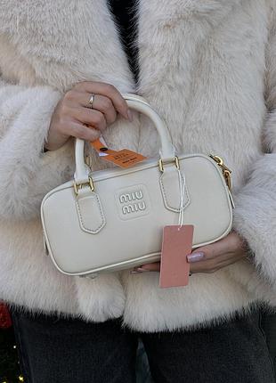 Сумка миу arcadie leather bag miu cream