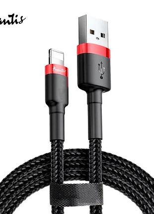 Кабель avantis ac-48i cool usb – lightning 2м- чорно-червоний