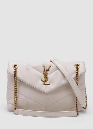 Сумка saint puffer small in nappa leather laurent cream gold chain