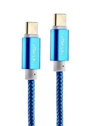 Кабель aspor a166 type-c – type-c (2.4a/1.2м)- синій