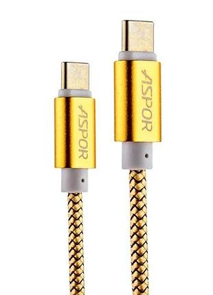 Кабель aspor a166 type-c – type-c (2.4a/1.2м)- золото