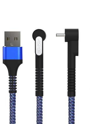 Кабель aspor a187 holder nylon usb – type-c (2.4a/1м)- чорний