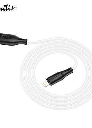Кабель avantis ac-87i silicone usb – lightning- чорно-білий