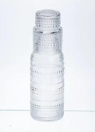 Графін для напоїв pearl dots 700 мл зі склянкою із товстого скла hp-17-13