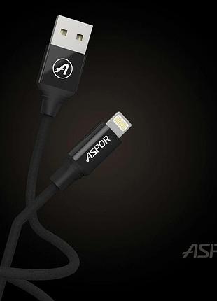 Кабель aspor ac-12 usb – lightning 2.4a/1.2м- сірий