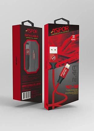 Кабель aspor ac-12 usb – lightning 2.4a/1.2м- чорний