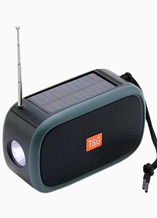 Bluetooth колонка tg632 (fm радіо, ліхтарик, сонячна панель)- зелений