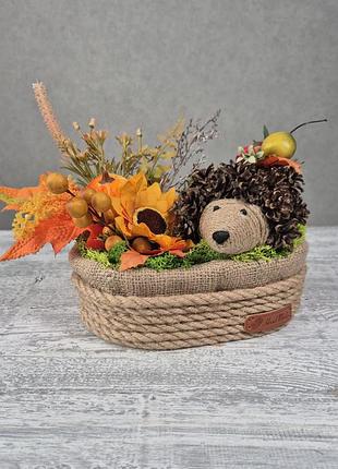 Осенняя композиция ручной работы "уютный ёжик" 🦔🍂