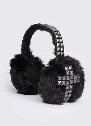 Теплі навушники зимові з хрестиками шипи піраміди minga london dollskill y2k killstar new rock
