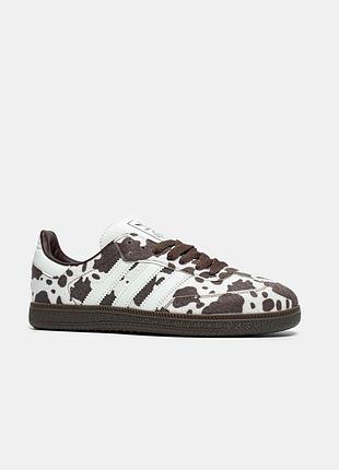 Кросівки жіночі adidas samba cow print білі з чорним