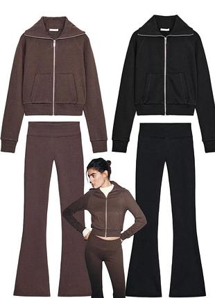 Коричневый и черный костюм zara