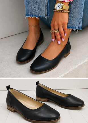 Балетки clarks cushion soft натуральна шкіра темно-сині (майже чорні)