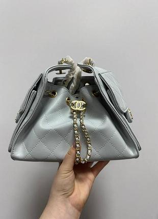 Chanel 25 micro handbag in grained calfskin in light blue/gold 22 х 15 х 10 см