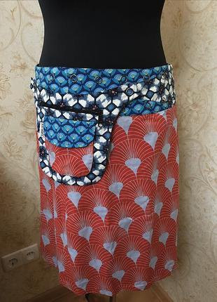 Яскрава двостороння спідниця на запах skirt fanatic (бохо, етно) з кишенею яка знімається