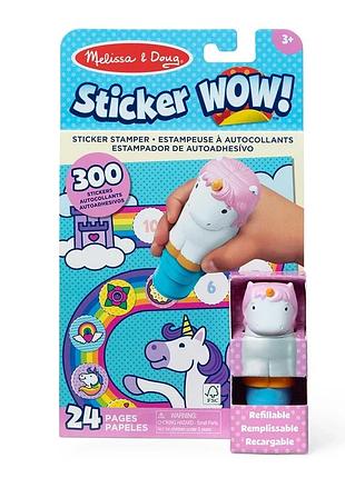 Melissa & doug. sticker wow: набір з блокноту та штампу з наліпками «єдиноріг»