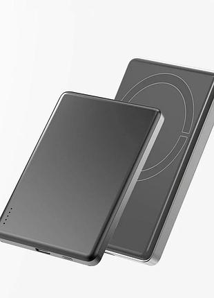 Портативний зарядний пристрій (повербанк) aspor a381 magnetic wireless 5000mah (type-c/20w)- сірий