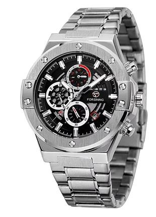 Наручний годинник forsining 6914 silver-black steel