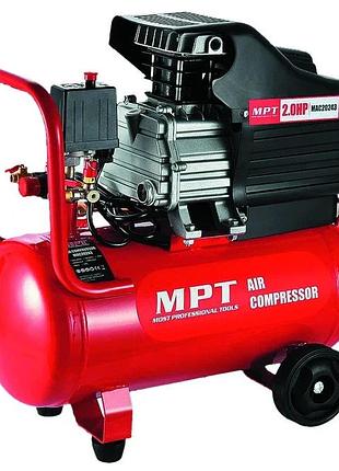Компресор mpt profi 24 л 1500 вт/2 к.с. 2850 об/хв 100 л/хв 8 атм 2 виходи мідна обмотка mac20243