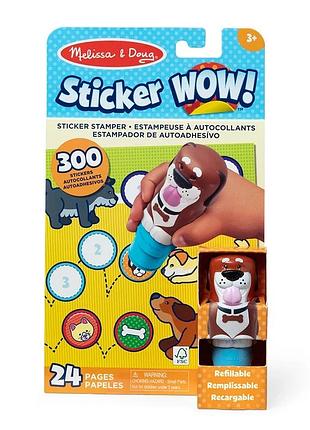 Melissa & doug. sticker wow: набір з блокноту та штампу з наліпками «цуценя»