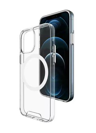 Чохол накладка space magnetic wireless charge для iphone 12 pro max- прозорий
