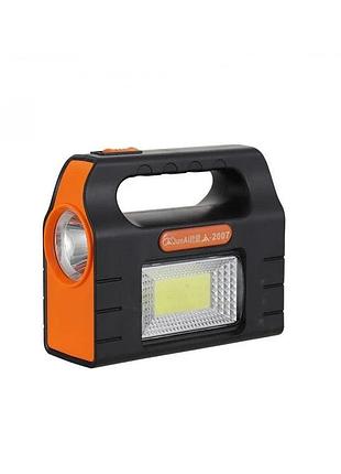 Ліхтар-світильник ja-2007 3в1 (powerbank 5000mah/2 лампочки/сонячна батарея/type-c)- помаранчевий- чорний