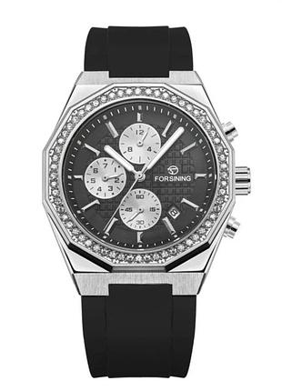 Наручний годинник forsining 8314 black-silver
