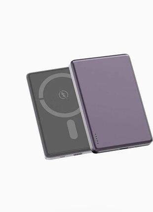 Портативний зарядний пристрій (повербанк) aspor a381 magnetic wireless 5000mah (type-c/20w)- фіолетовий