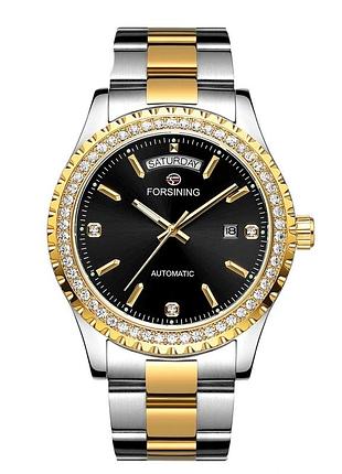 Наручний годинник forsining 6919 silver-gold-black steel