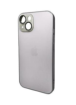 Чохол для смартфона ag glass matt frame color logo for apple iphone 15 titanium grey