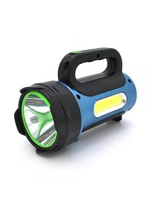 Ручний ліхтар t93 + cob + solar (3 режима/microusb/li-ion)- синій-чорний