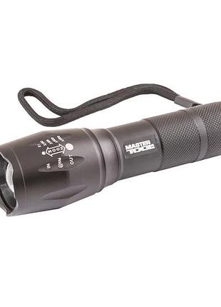 Ліхтарик з регулюванням фокусу mastertool 5 режимів 130х38х28 мм cree xm-l t6 led 3xaaa/1x18650 al 94-0819