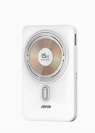 Портативний зарядний пристрій (повербанк) aspor a327 magnetic wireless 10000mah + кабель type-c/lightning (usb/lightning/type-c/22