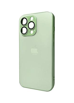 Чохол для смартфона ag glass matt frame color logo for apple iphone 12 pro light green
