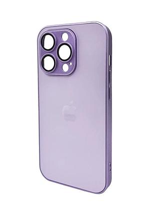 Чохол для смартфона ag glass matt frame color logo for apple iphone 15 pro light purple
