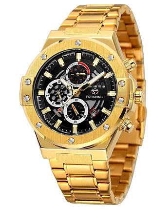 Наручний годинник forsining 6914 gold-black steel