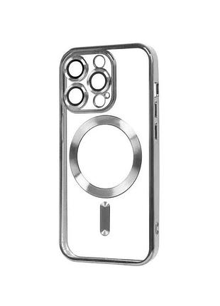 Накладка shining full camera with magsafe для iphone 12 pro max- silver