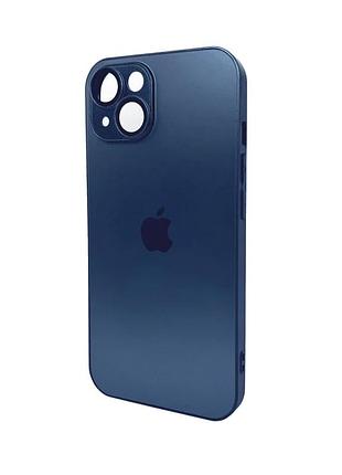 Чохол для смартфона ag glass matt frame color logo for apple iphone 15 navy blue