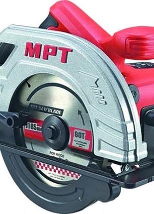 Пила циркулярна mpt profi 1380 вт 185х20 мм 5300 об/хв пропил 65 мм 45-90° аксесуари 2 шт mcs1803
